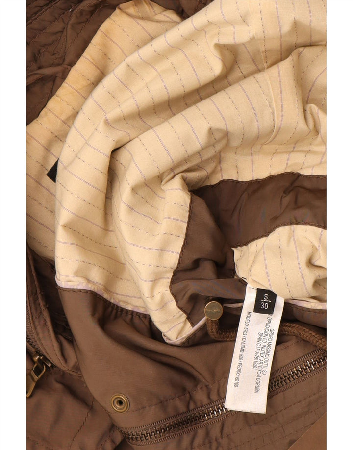 MASSIMO DUTTI Veste utilitaire à capuche pour femme UK 10 Petit Marron Polyester