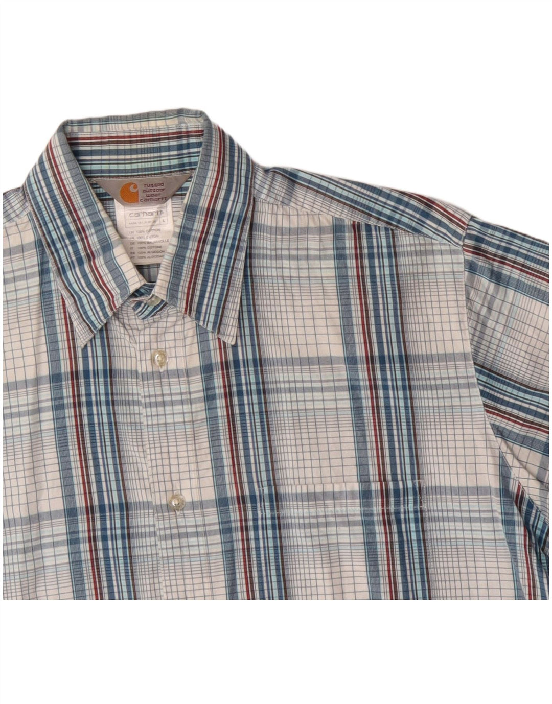 CARHARTT Chemise à manches courtes pour homme en coton à carreaux bleus