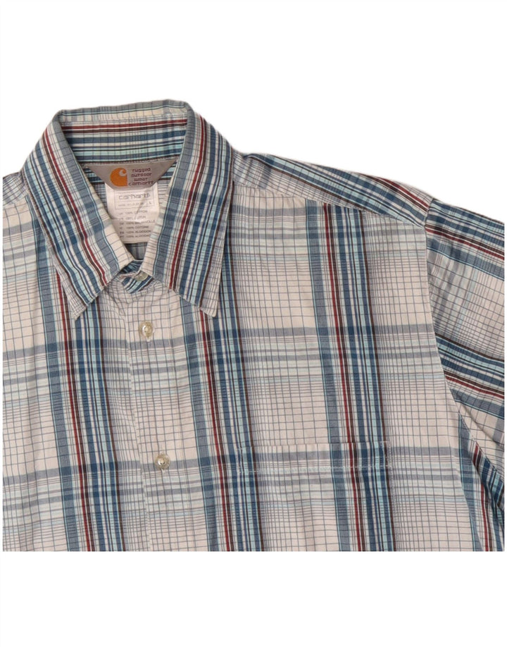 CARHARTT Chemise à manches courtes pour homme en coton à carreaux bleus