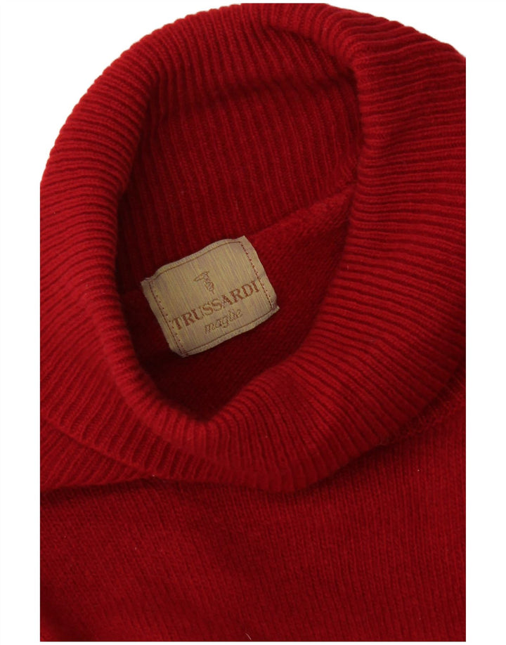 Trussardi Femme Pull Col Roulé UK 12 Rouge Moyen
