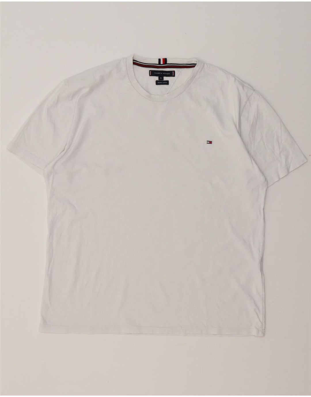 TOMMY HILFIGER T-Shirt Femme Top UK 18 XL Blanc Coton