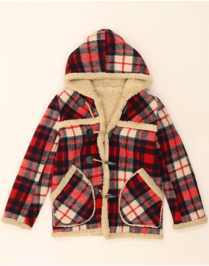 SIMONE Duffle-coat à capuche Sherpa fille 9-10 ans carreaux rouges