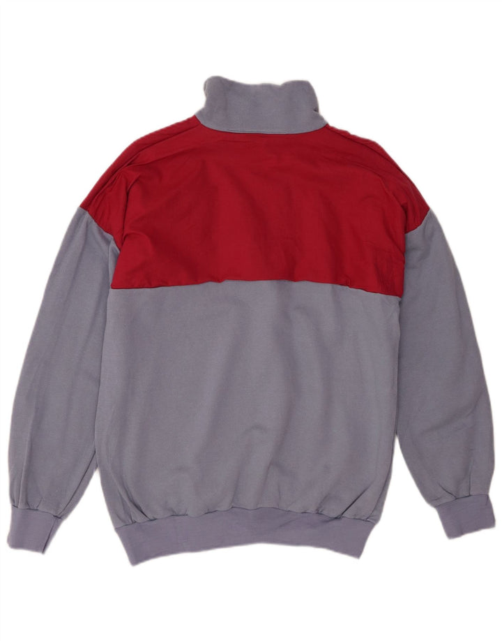 DIADORA Mens Zip Neck Sweatshirt Jumper IT 50 Medium Blue Colourblock