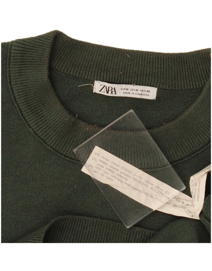 Zara Pull Col Rond Homme Vert Moyen Viscose