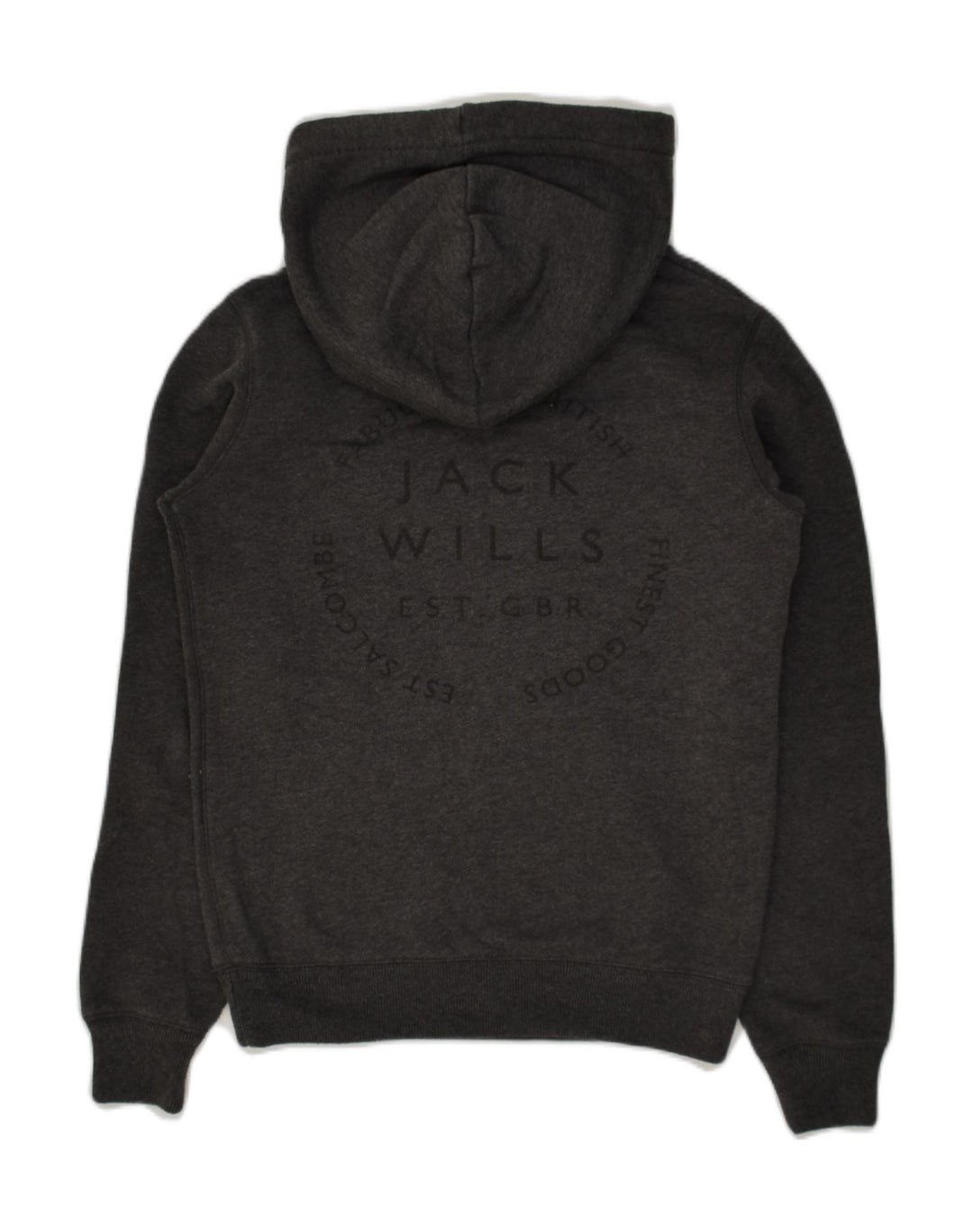 JACK WILLS Womens Graphic Hoodie Jumper UK 6 XS Grey Cotton | Vintage Jack Wills | Thrift | Second-Hand Jack Wills | Used Clothing | Messina Hembry 
