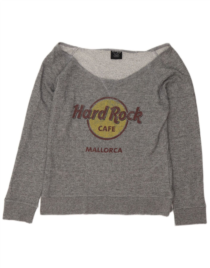 Hard Rock Cafe Sweat-shirt à épaules dénudées pour femme UK 16 Grand Gris
