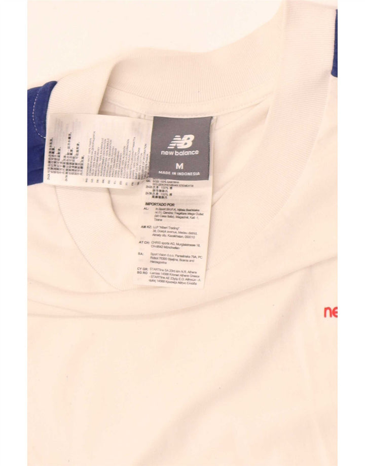 New Balance T-Shirt Homme Blanc Moyen Coton Colorblock
