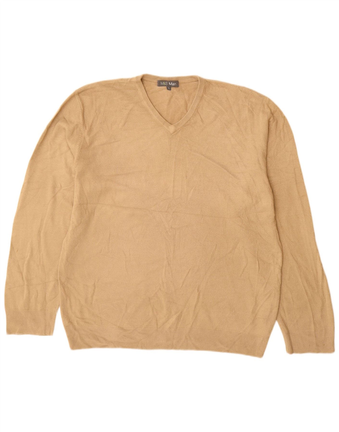 Marks & Spencer Pull Col V Homme XL Beige Acrylique