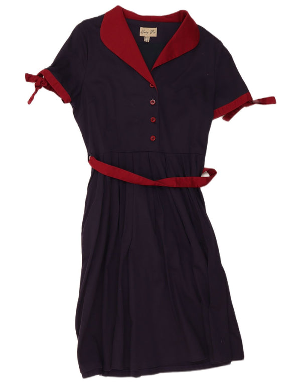 Lindy bop Robe trapèze pour femme UK 14 Grand coton bleu marine