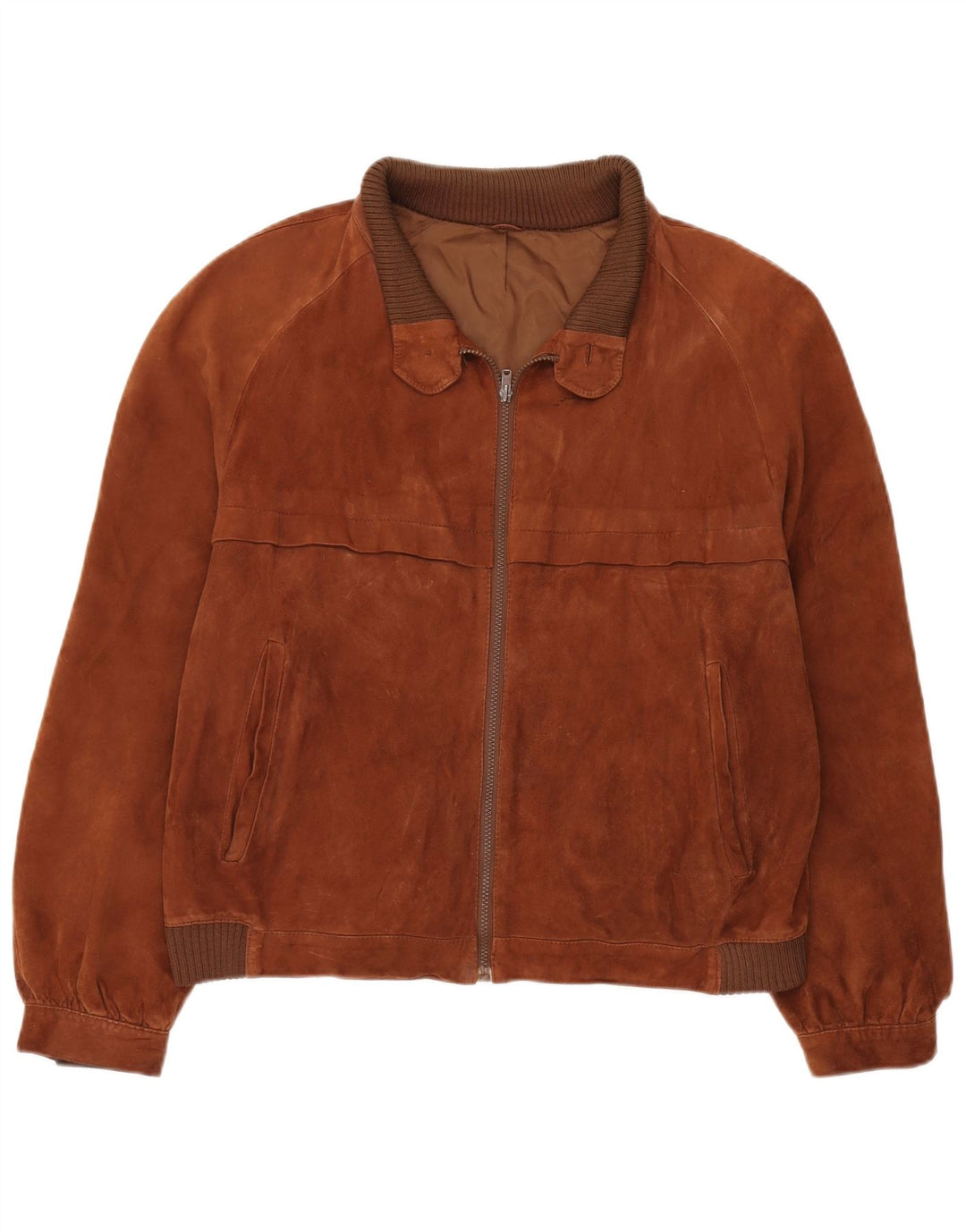 veste en daim bomber homme vintage IT 52 XL cuir marron
