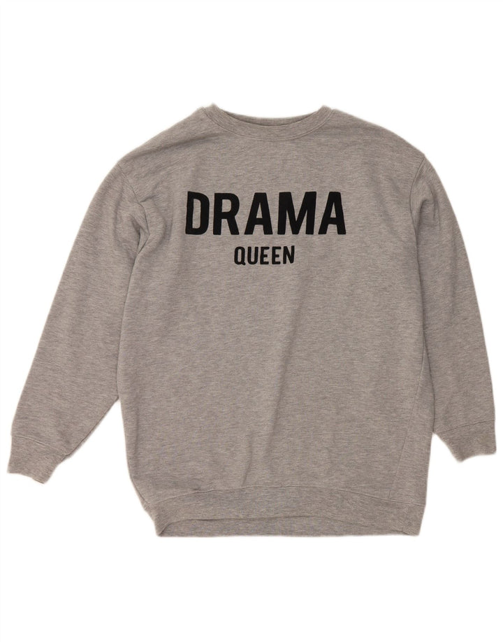 Zara Sweat-shirt surdimensionné graphique pour femme UK 10 Petit Gris