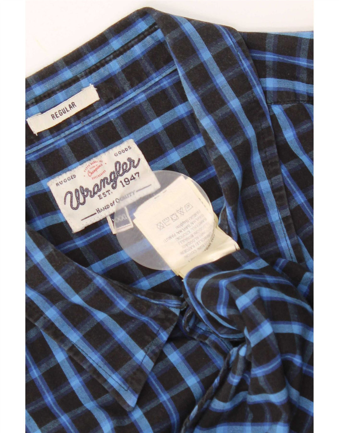 Wrangler Chemise coupe régulière pour homme 3XL en coton à carreaux bleus