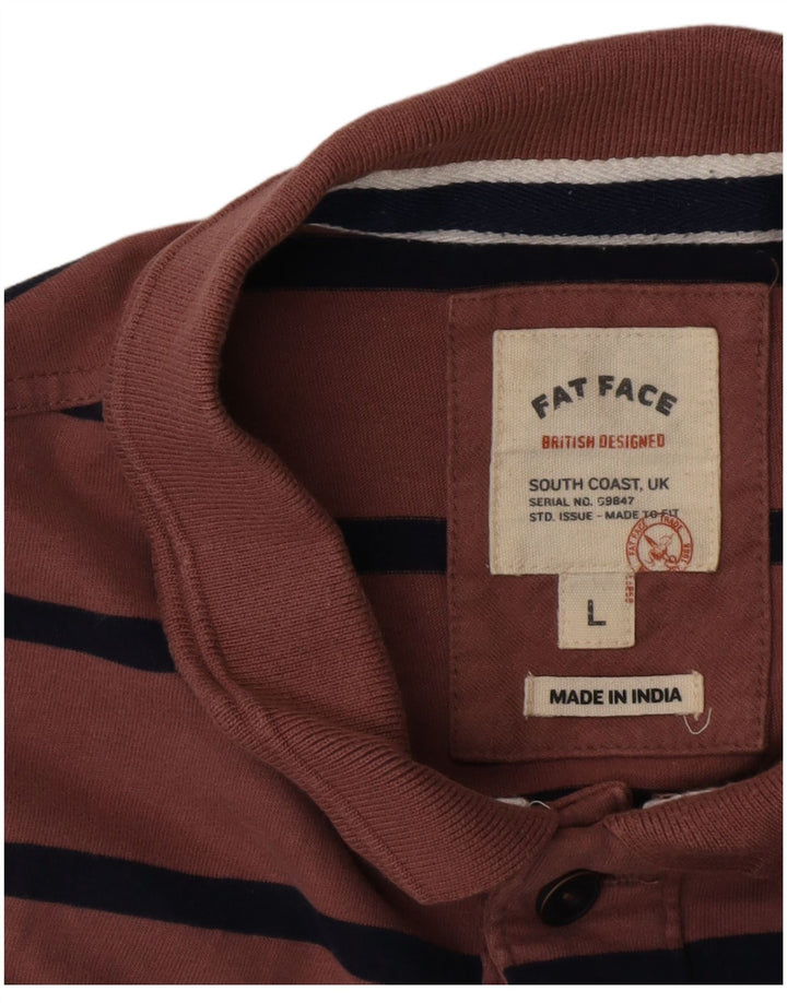 Fat Face Polo Homme Large Bordeaux Rayé