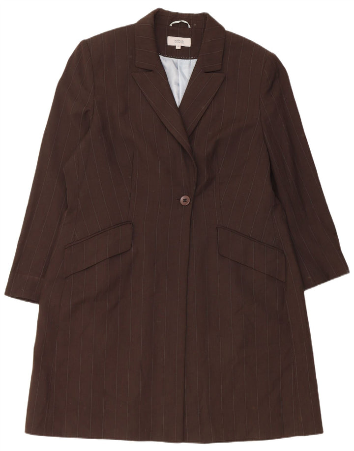 Marks & Spencer Manteau pour femme UK 20 2XL Marron à fines rayures Polyester