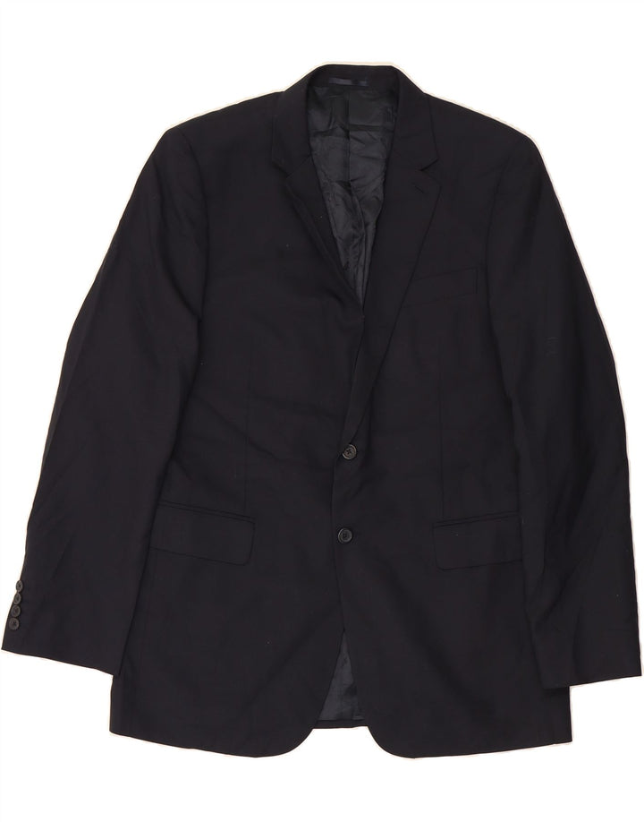 JAEGER Mens 2 Button Blazer Jacket UK 42 XL Navy Blue Wool Vintage Jaeger and Second-Hand Jaeger from Messina Hembry 