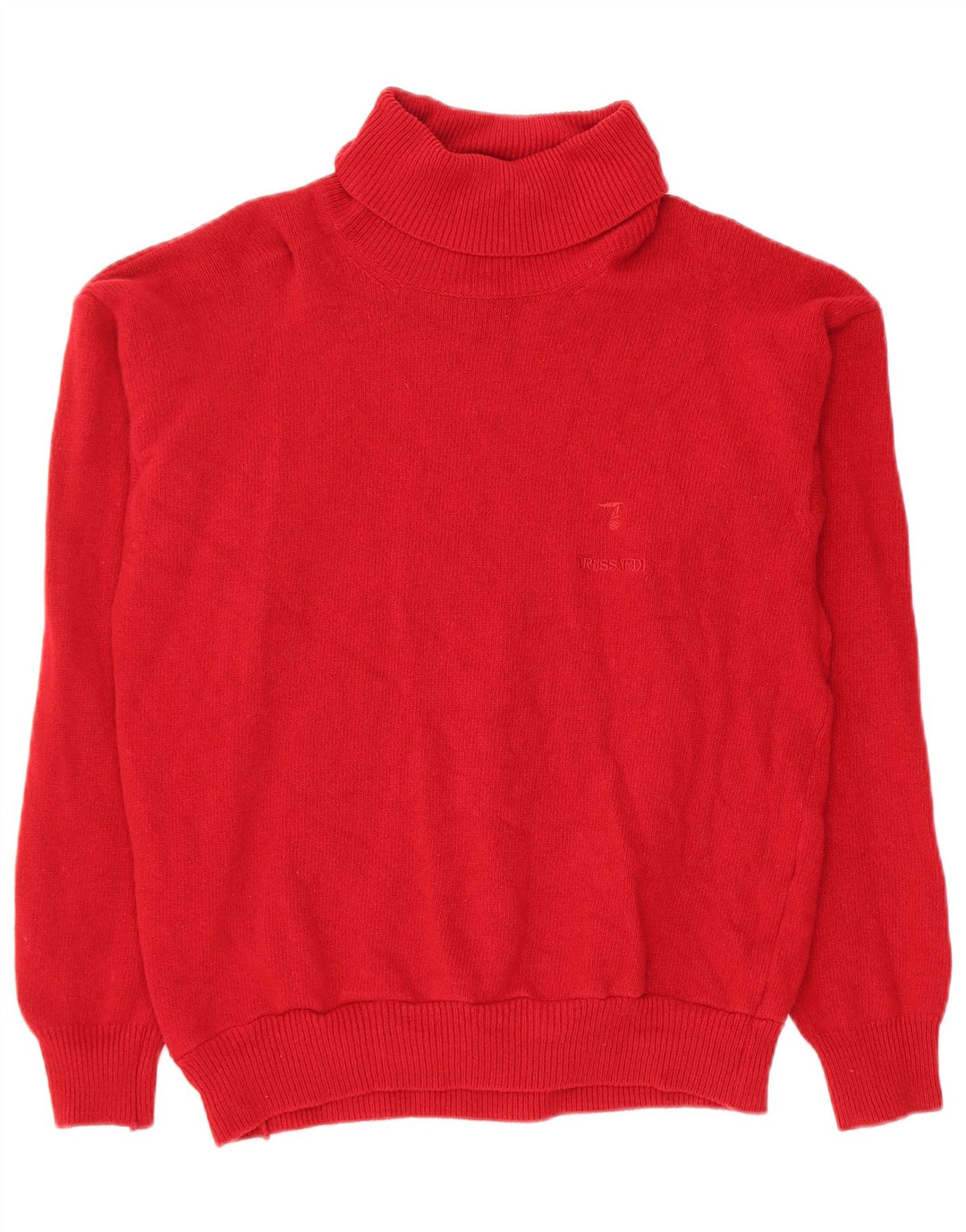 Trussardi Femme Pull Col Roulé UK 12 Rouge Moyen