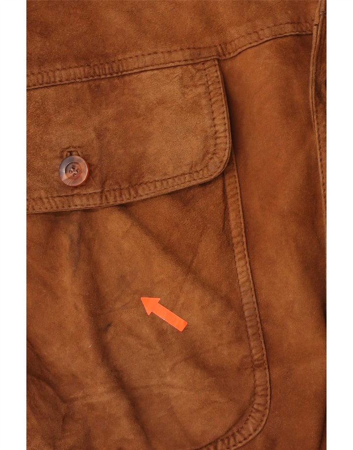 Veste Bomber En Daim Vintage Homme IT 52 XL Cuir Marron