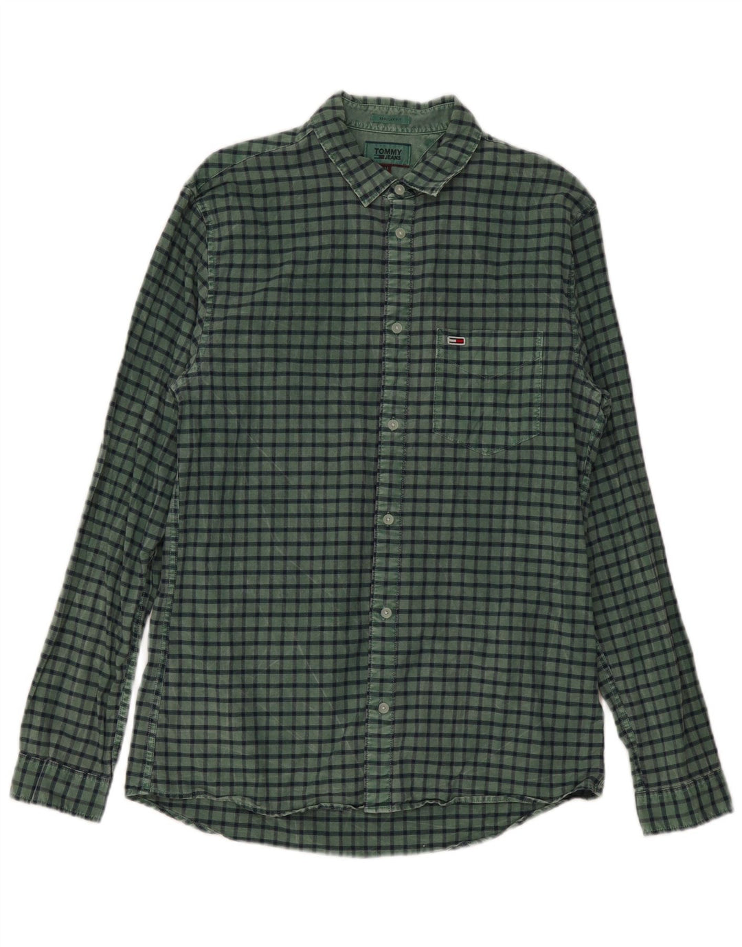 Tommy Hilfiger Chemise Regular Fit Homme Vert Moyen à Carreaux Coton