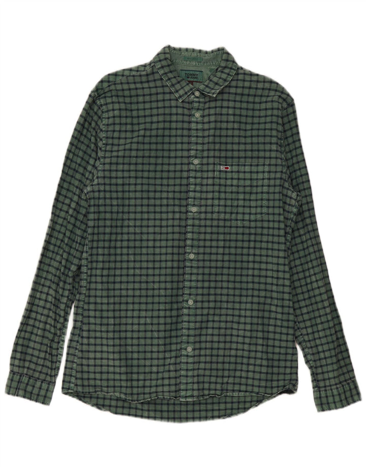 Tommy Hilfiger Chemise Regular Fit Homme Vert Moyen à Carreaux Coton