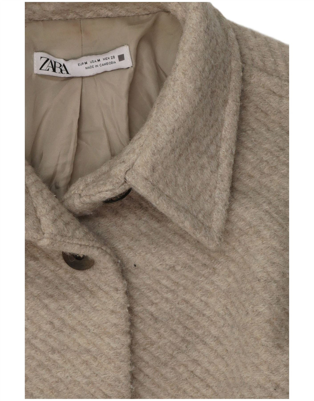 ZARA Veste Bomber Femme UK 14 Beige Moyen