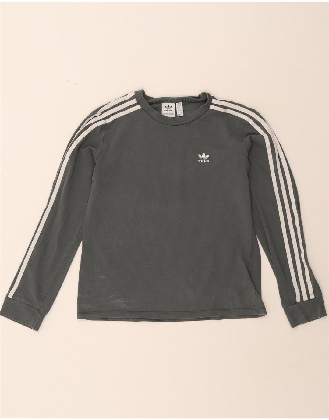 ADIDAS Womens Top Long Sleeve UK 10 Small Grey Cotton Vintage Adidas and Second-Hand Adidas from Messina Hembry 