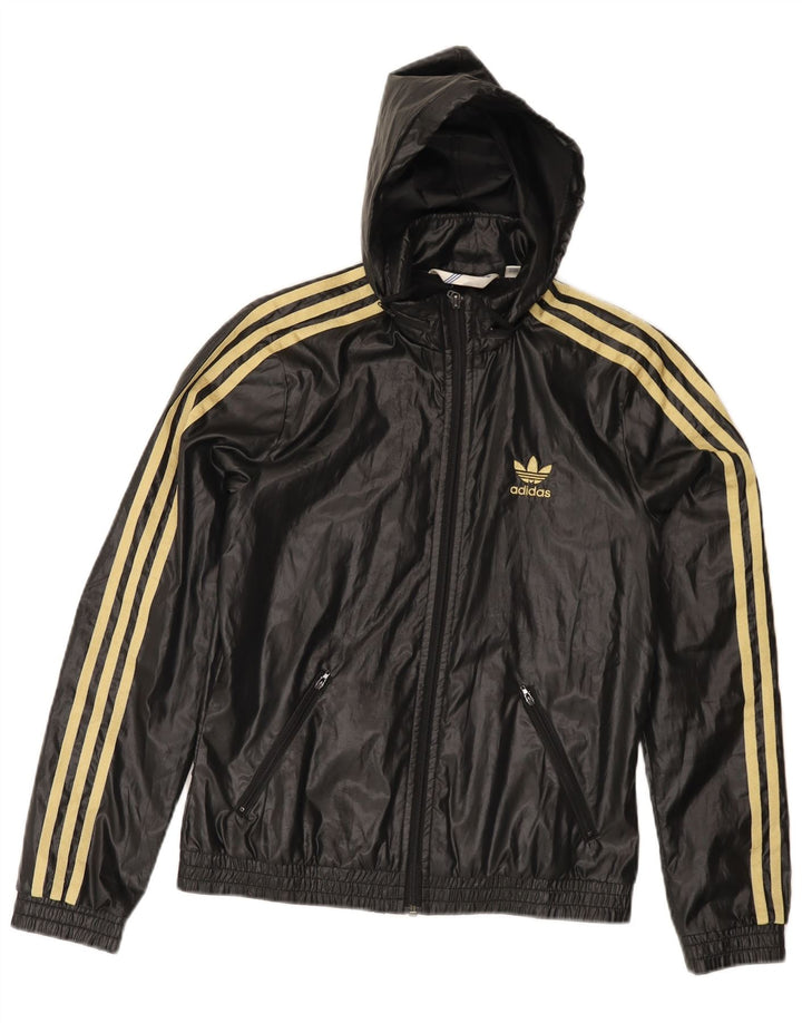 Adidas Veste de survêtement à capuche pour femme EU 36 Petit Noir Polyester