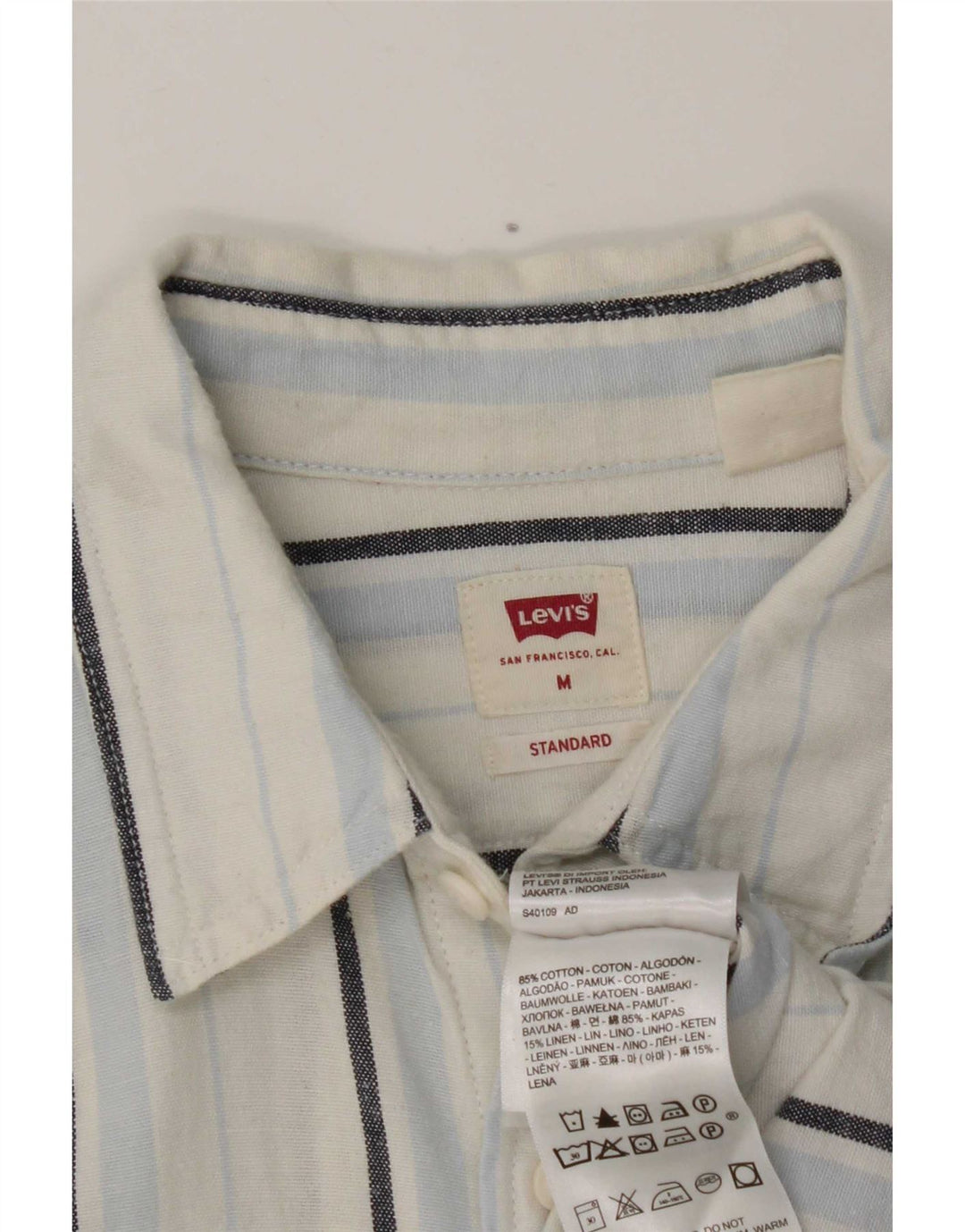 Levi's Chemise à Manches Courtes Homme Coupe Standard Coton Rayé Blanc Moyen
