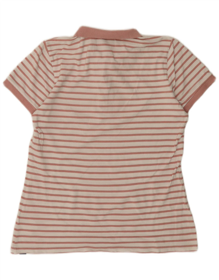 SUPERDRY Polo Femme UK 12 Coton Rayé Rose Moyen