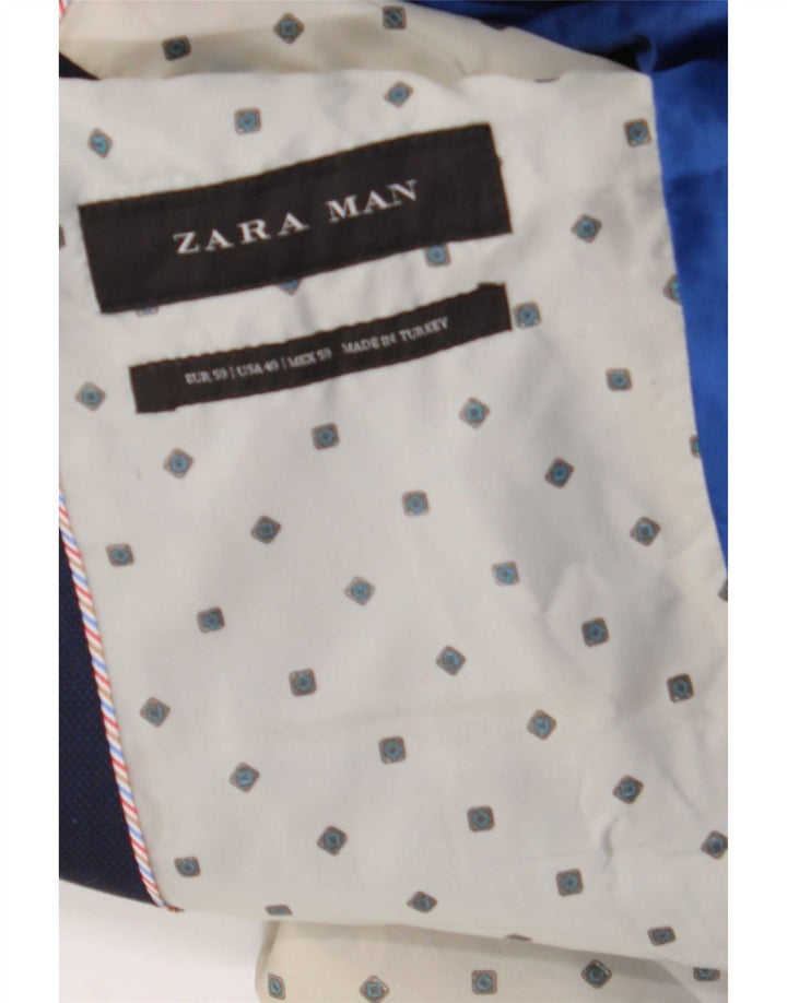 Zara Veste blazer à 2 boutons pour homme EU 50 Bleu marine moyen