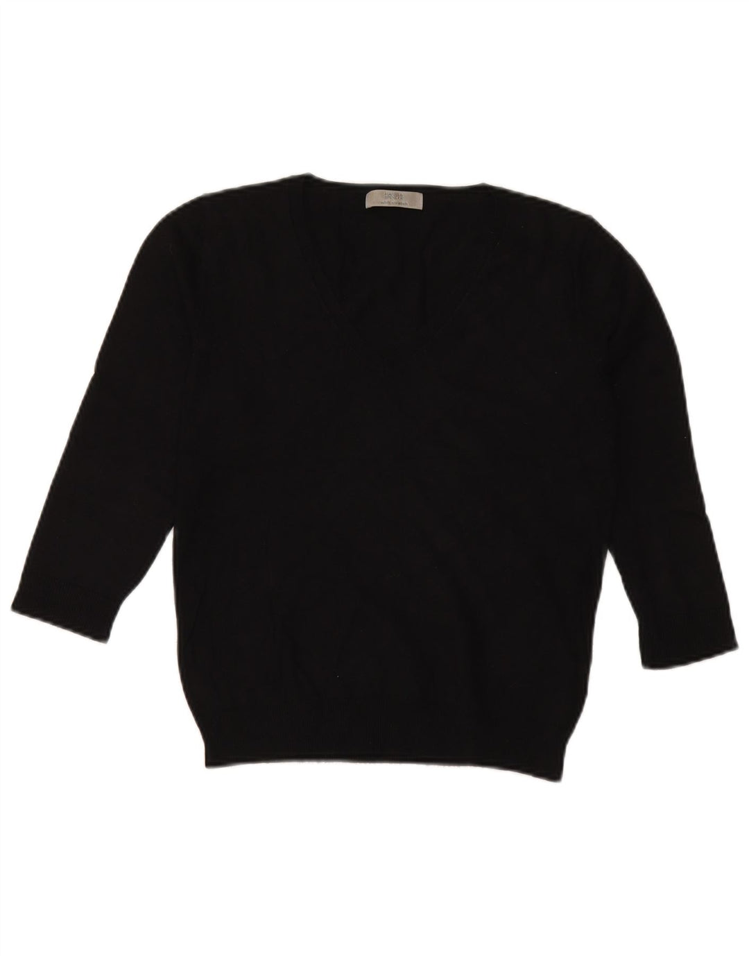 Marks & Spencer Pull à manches 3/4 et col en V pour femme Noir moyen UK 12