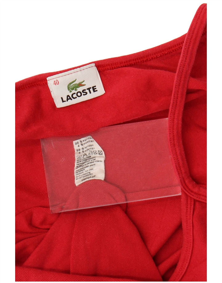 LACOSTE Femme Crop Cami Top Taille 40 Coton Rouge Moyen