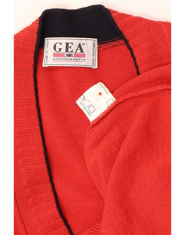 vintage Homme Cardigan Pull IT 50 Laine Rouge Moyenne