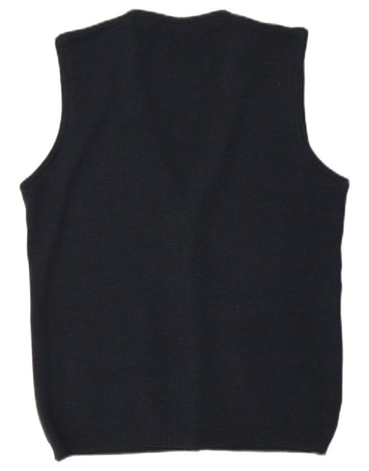 Bernardini Cardigan sans manches pour homme en laine géométrique bleu marine