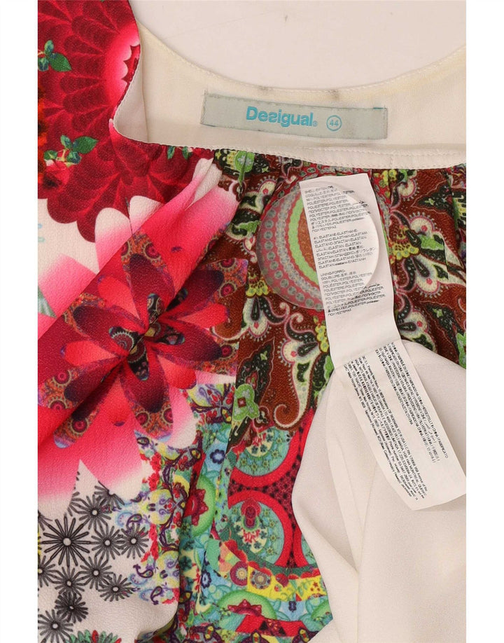 Desigual Tunique sans manches pour femme EU 44 XL Blanc Floral Polyester