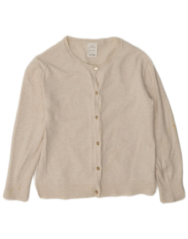 Zara Cardigan Fille 7-8 Ans Coton Blanc Cassé