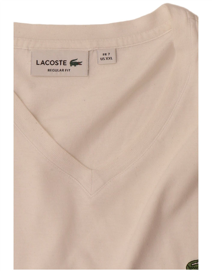 Lacoste T-Shirt coupe régulière pour hommes, taille 7 2XL, coton blanc