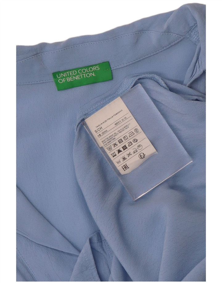 BENETTON Chemisier surdimensionné pour femme UK 10 Petite viscose bleue