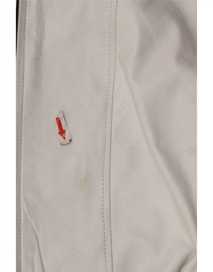 manteau en cuir Poncho femme vintage UK 18 XL Blanc