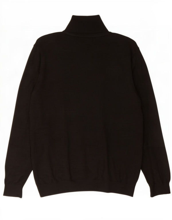 Zara Mens Roll Neck Jumper Sweater Large Black Viscose