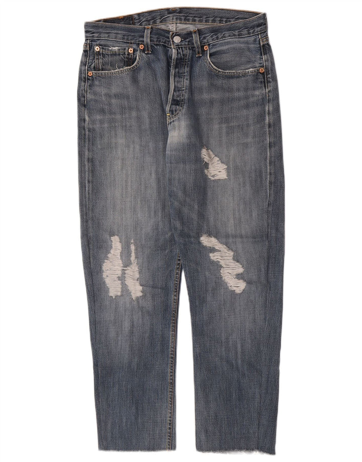 Levi's Jean Droit 501 Vieilli Homme W32 L28 Bleu Coton