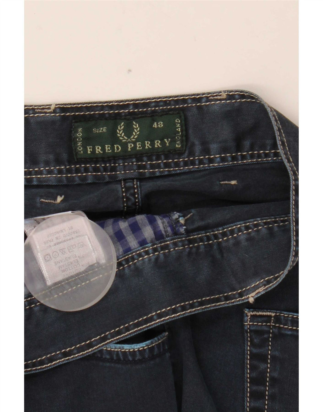 Fred Perry Jean Slim Homme IT 48 Medium W33 L30 Bleu Marine Coton