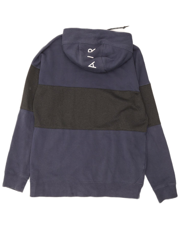 Nike Pull à capuche zippé pour homme en coton color block bleu marine Taille L