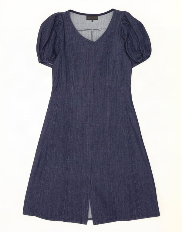 Zara Robe en jean pour femme UK 10 Petit coton bleu marine