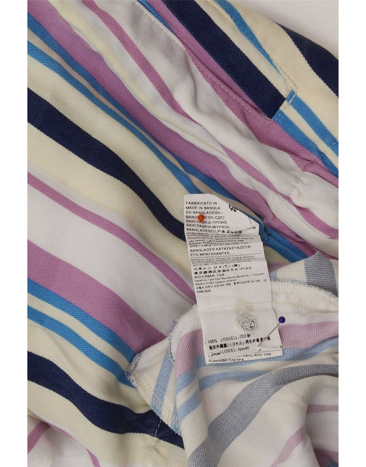 Benetton Pantalon Court Femme Medium W30 L26 Rayé Multicolore