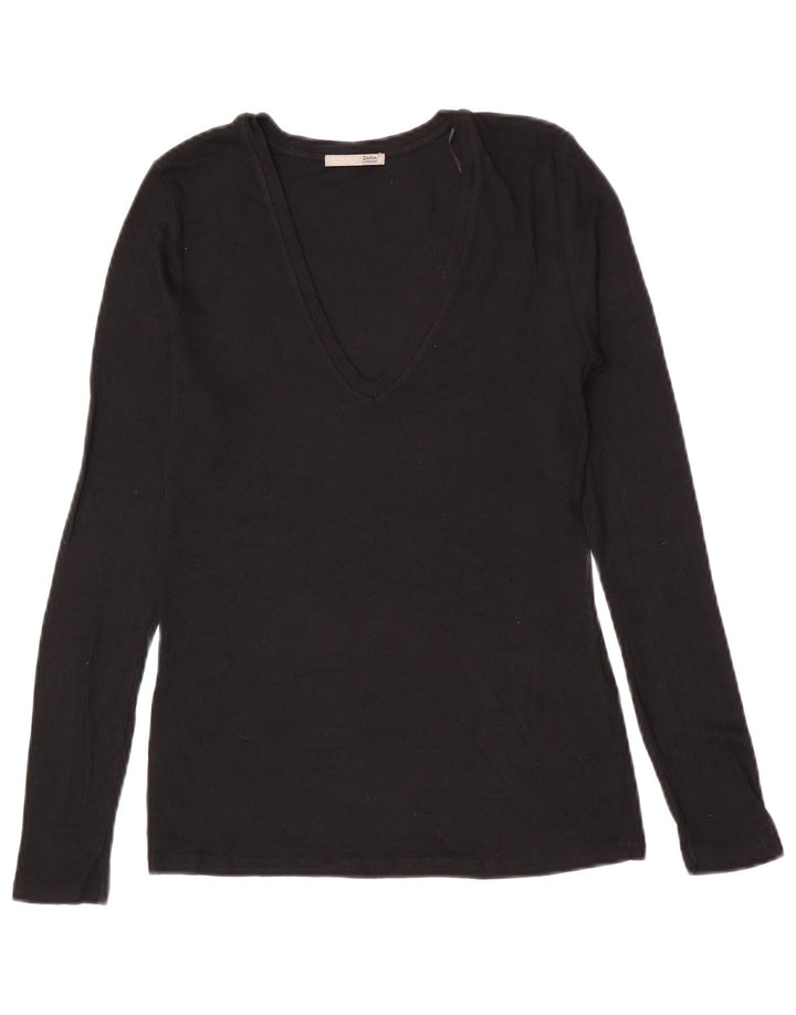 Zara Haut à manches longues pour femme UK 14 Large Noir Modal