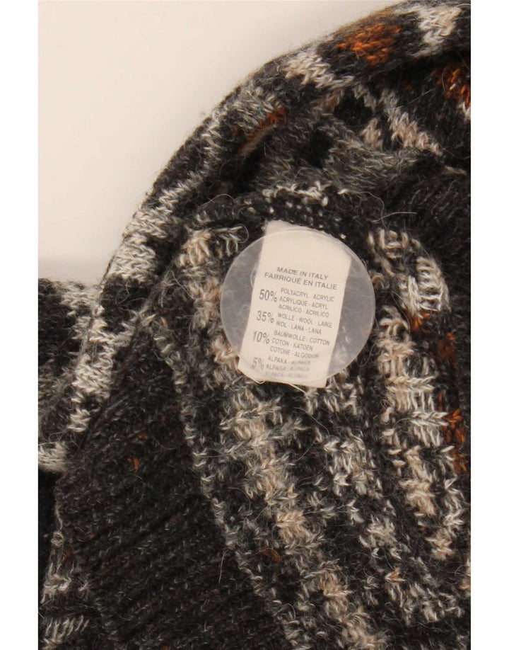 vintage Mens Crew Neck Jumper Pull Moyen Multicolore Fair Isle