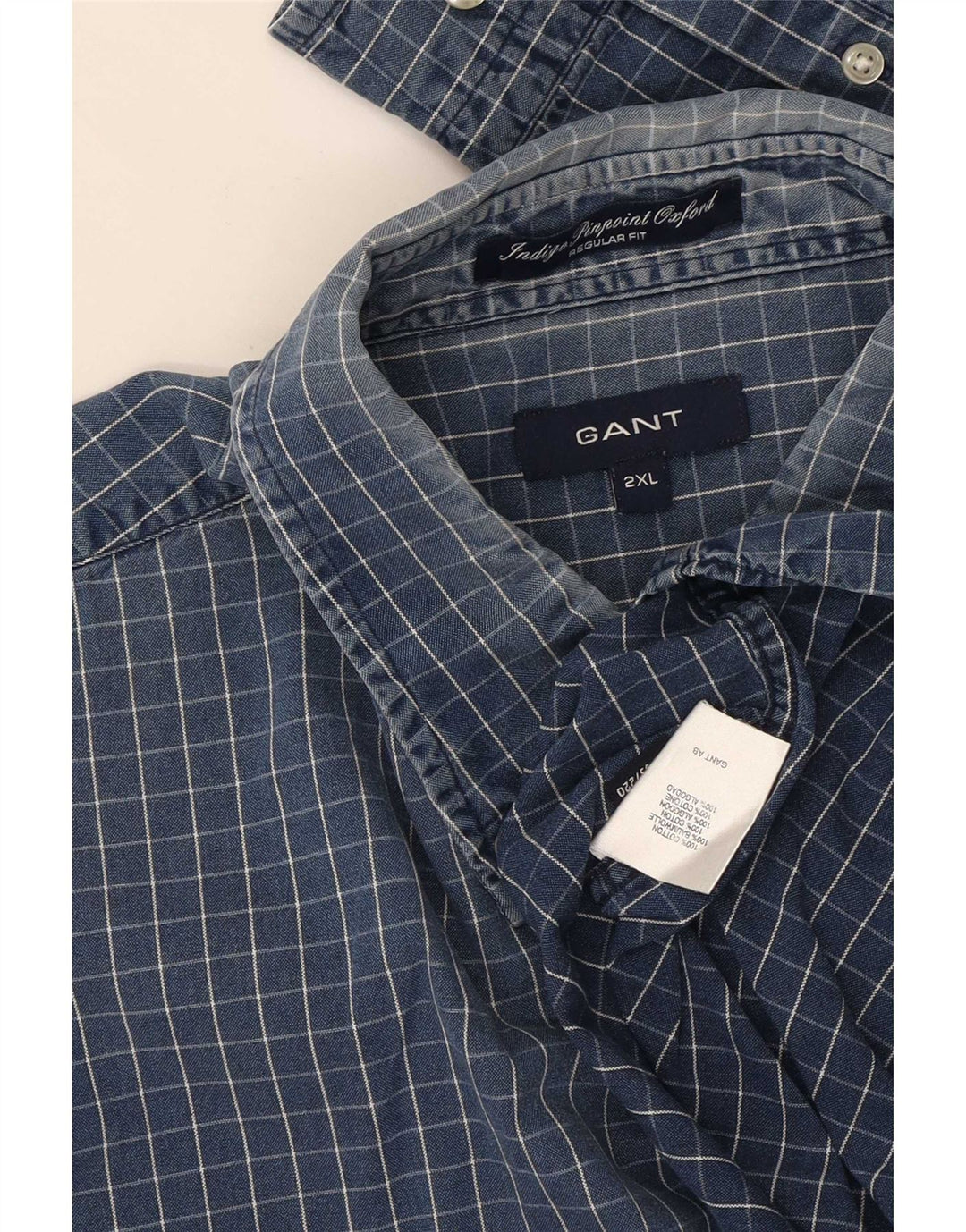 Gant Chemise Regular Fit Homme 2XL Bleu Carreaux Coton