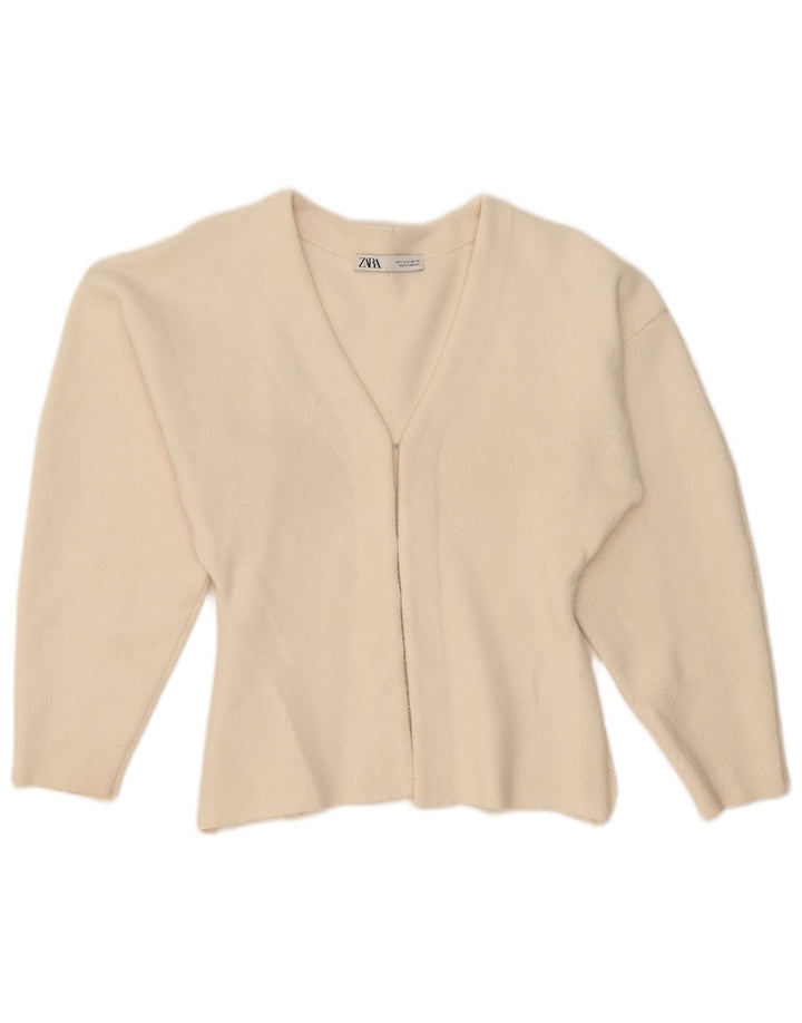 Zara Cardigan Femme Pull UK 10 Petite Viscose Beige