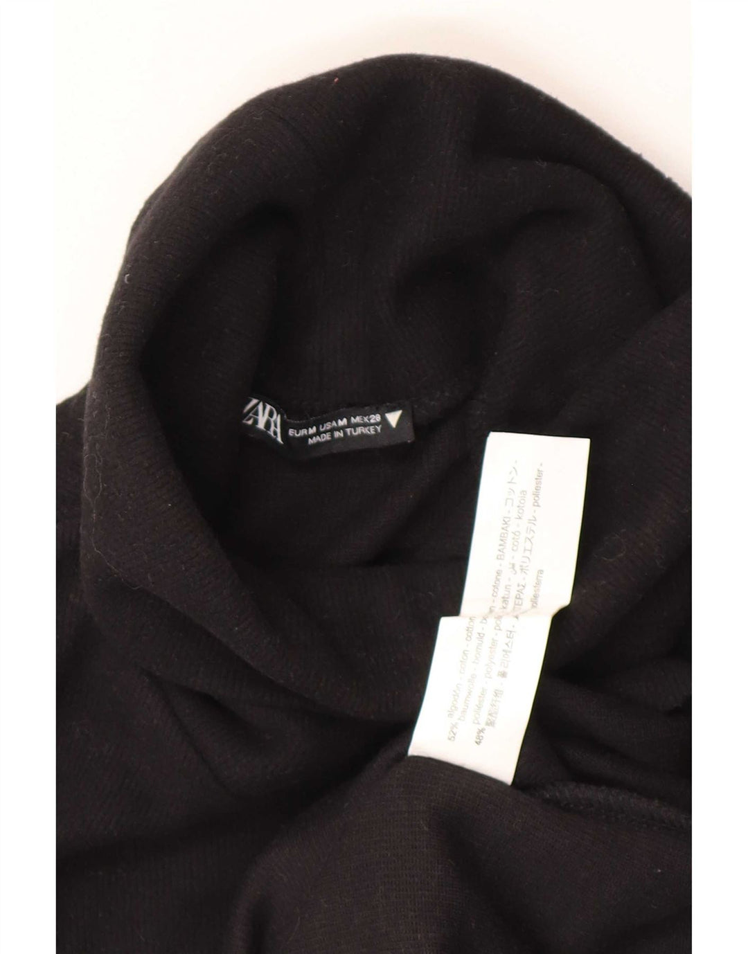 Zara Womens Roll Neck Vest Top UK 12 Moyen Noir Coton