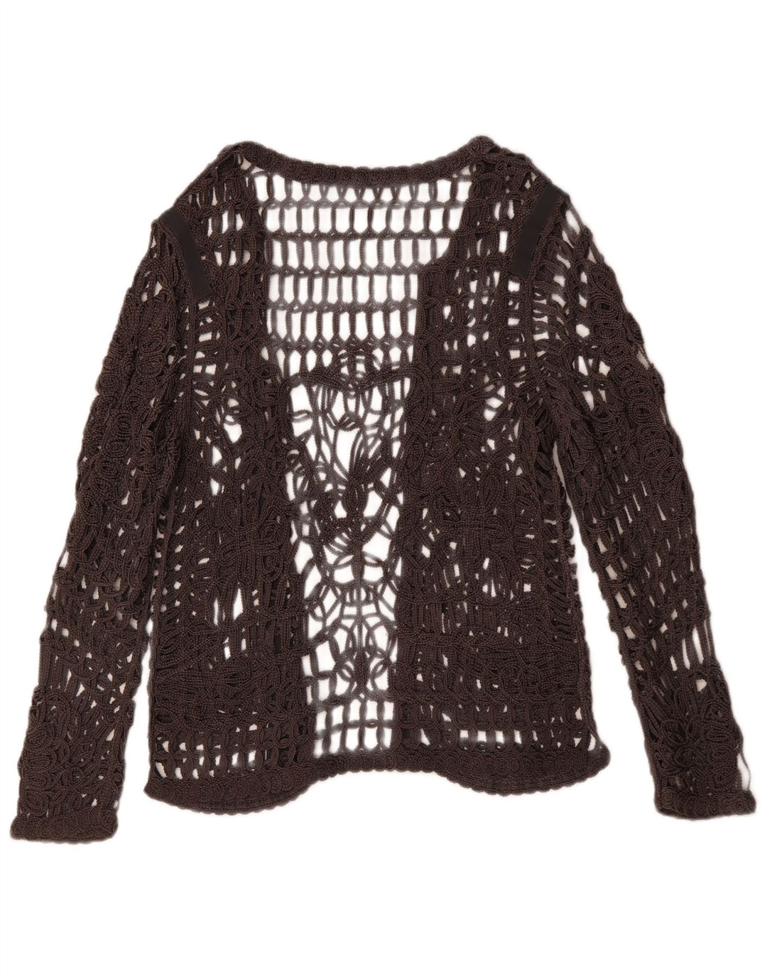 MONARI Haut transparent à manches longues en crochet pour femme UK 14 Large Gris